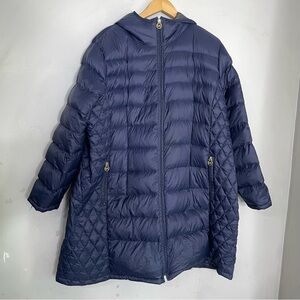 Michael Kors Navy Packable Down Puffer Hooded Jacket Women’s Size 3X